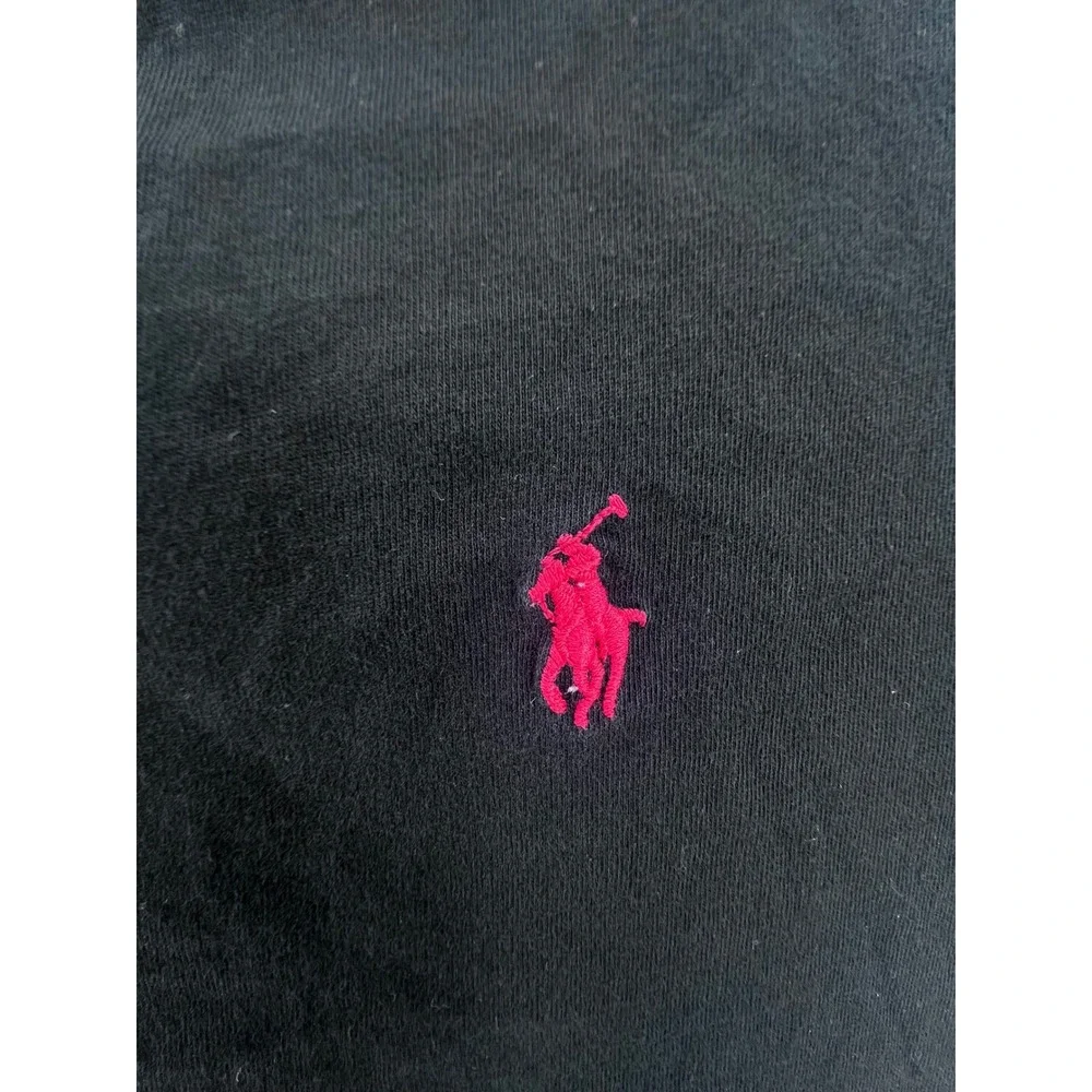Polo Ralph Lauren Mens Classic Fit V-Neck T-Shirt Black Red Pony‎ Logo Large